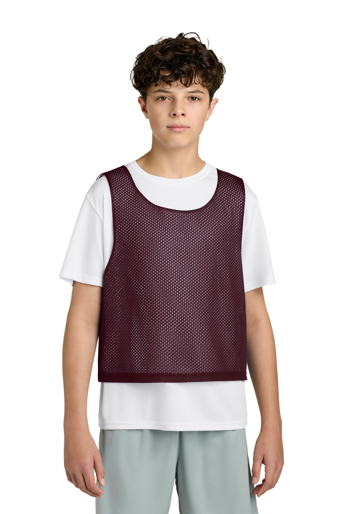 Sport-Tek Youth Lacrosse Reversible Pinnie YST512 Maroon/ White
