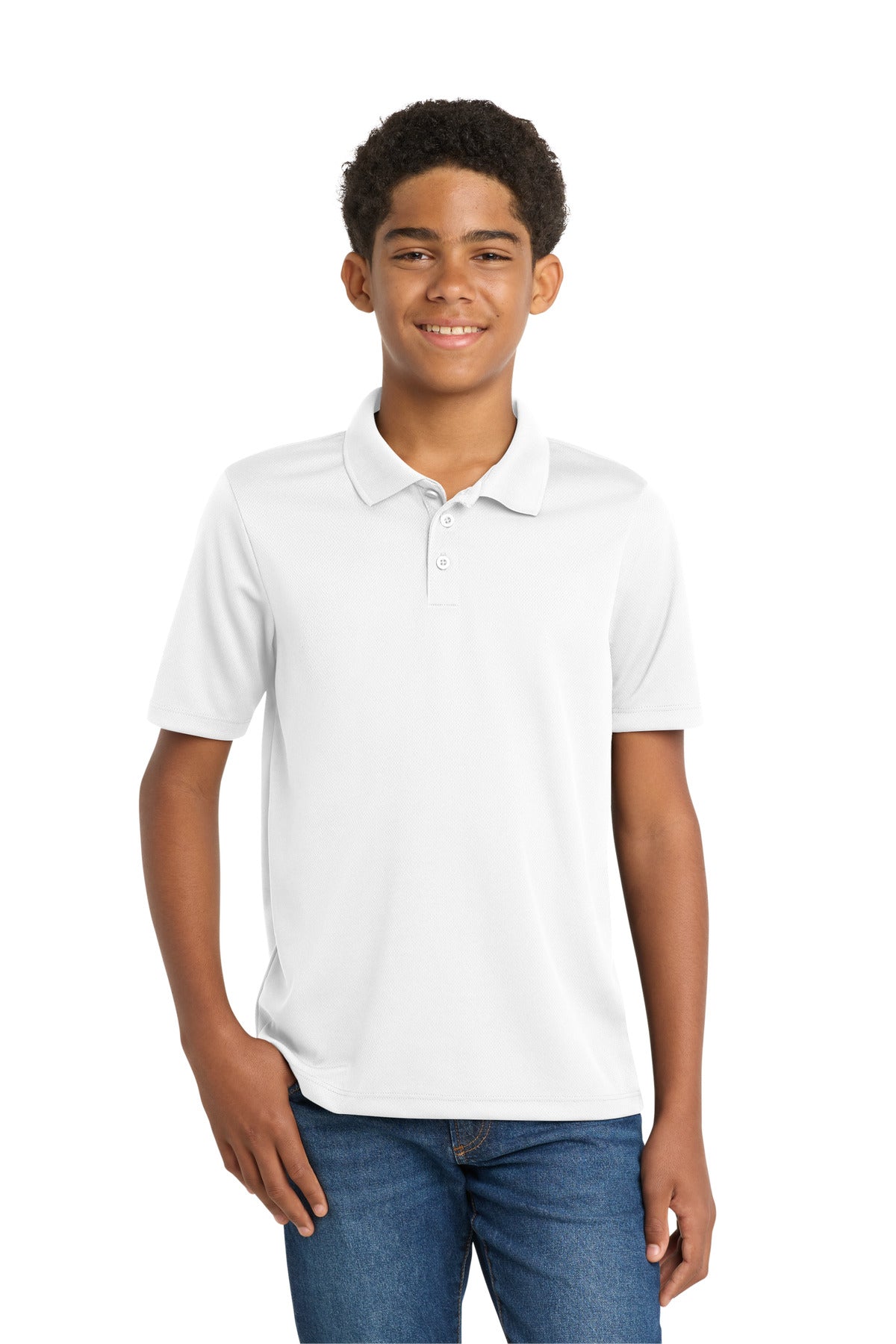 Sport-Tek Youth PosiCharge RacerMesh Polo YST640 White