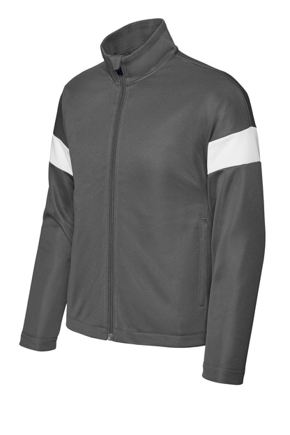 Sport-Tek Youth Travel Full-Zip Jacket YST800 Iron Grey/ White