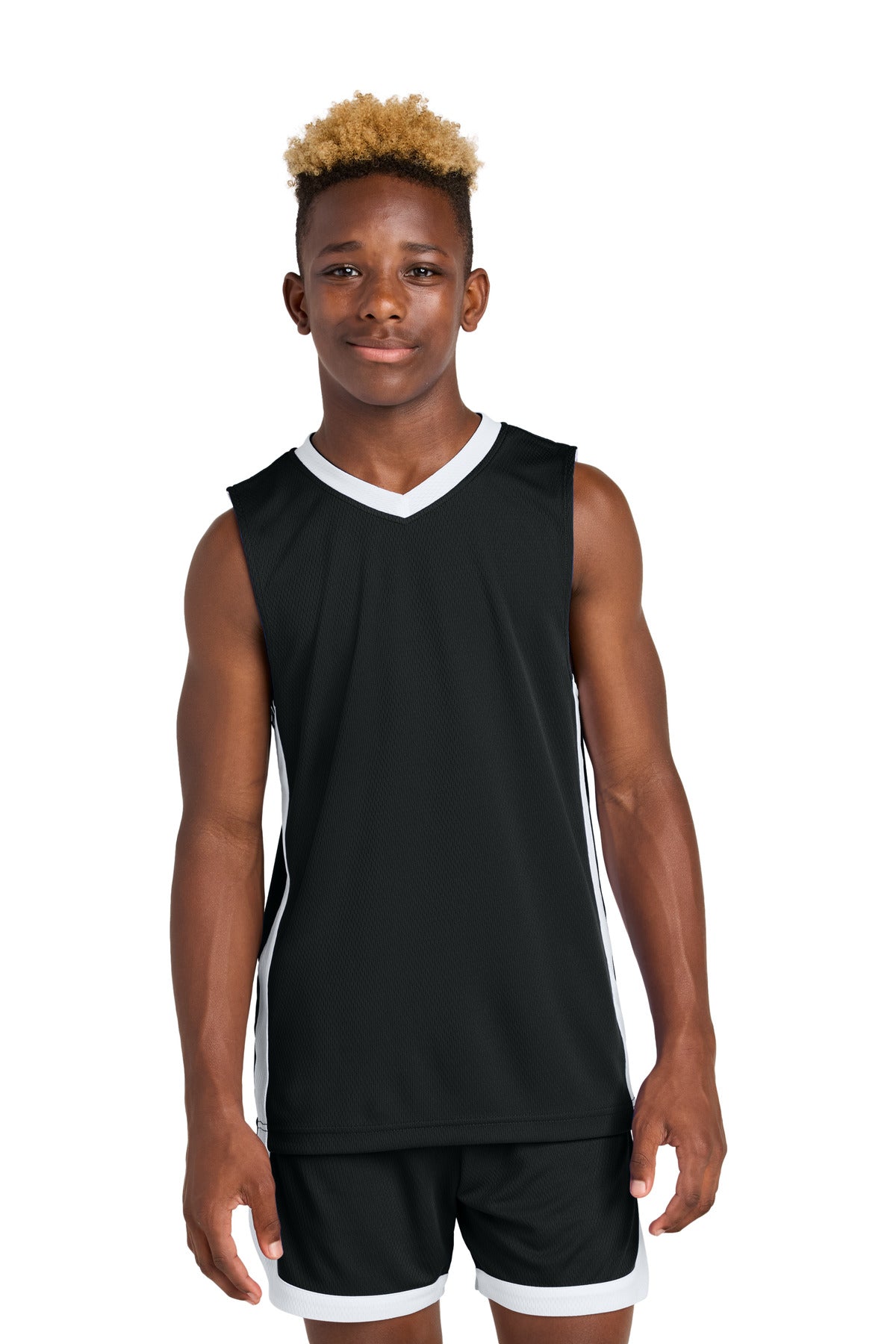 Sport-Tek Youth Rival Basketball Rev Jersey YST900 Black/ White