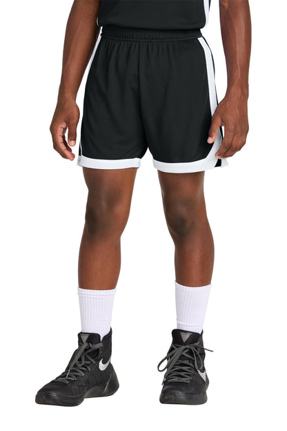 Sport-Tek Youth Rival Basketball 5 Short YST901 Black/ White