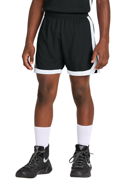Sport-Tek Youth Rival Basketball 5 Short YST901 Black/ White