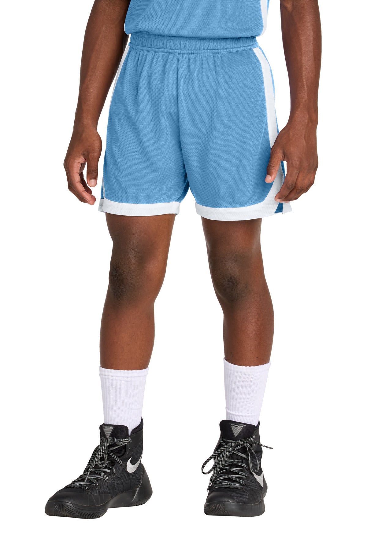 Sport-Tek Youth Rival Basketball 5 Short YST901 Carolina Blue/ White