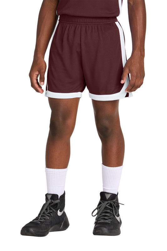 Sport-Tek Youth Rival Basketball 5 Short YST901 Maroon/ White