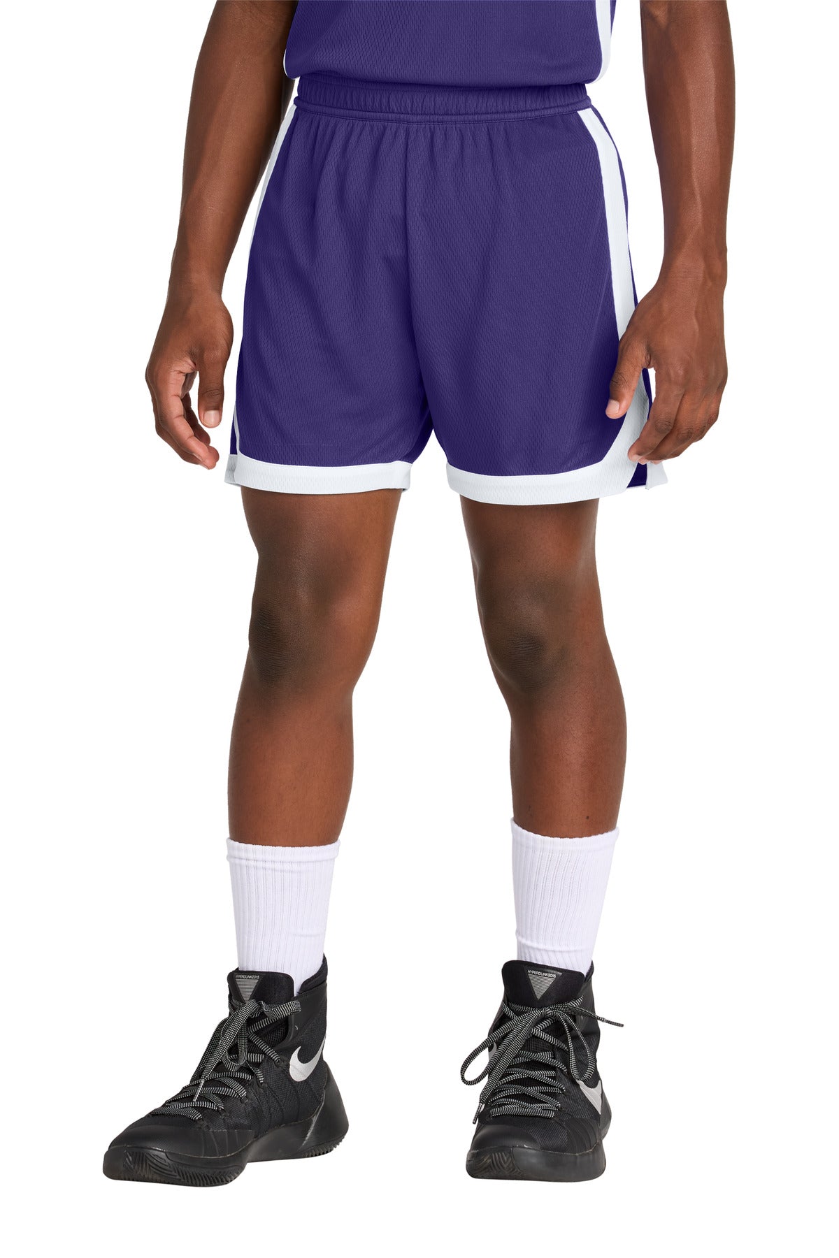 Sport-Tek Youth Rival Basketball 5 Short YST901 Purple/ White