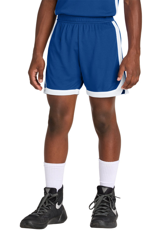 Sport-Tek Youth Rival Basketball 5 Short YST901 True Royal/ White