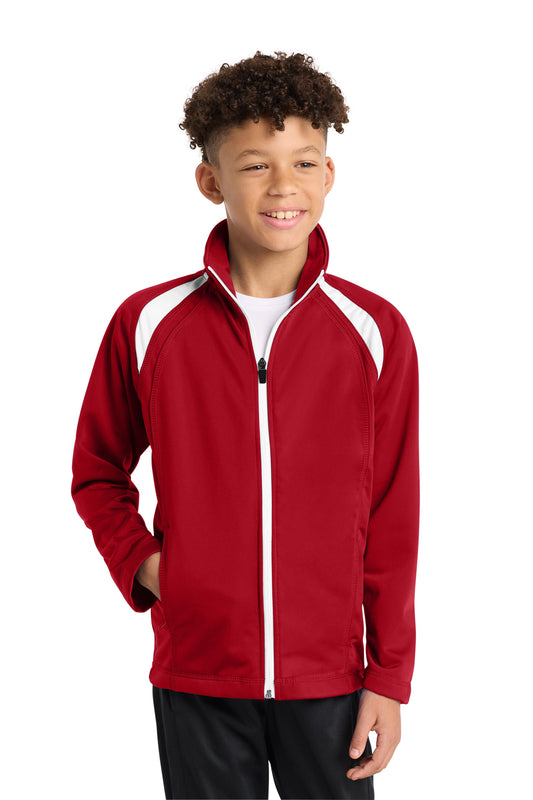 Sport-Tek Youth Tricot Track Jacket YST90 True Red/ White