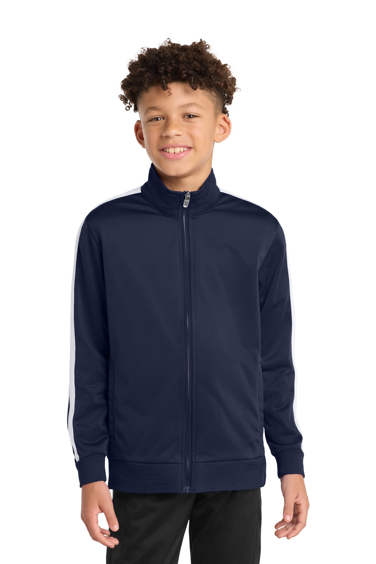 Sport-Tek Youth Tricot Sleeve Stripe Track Jacket