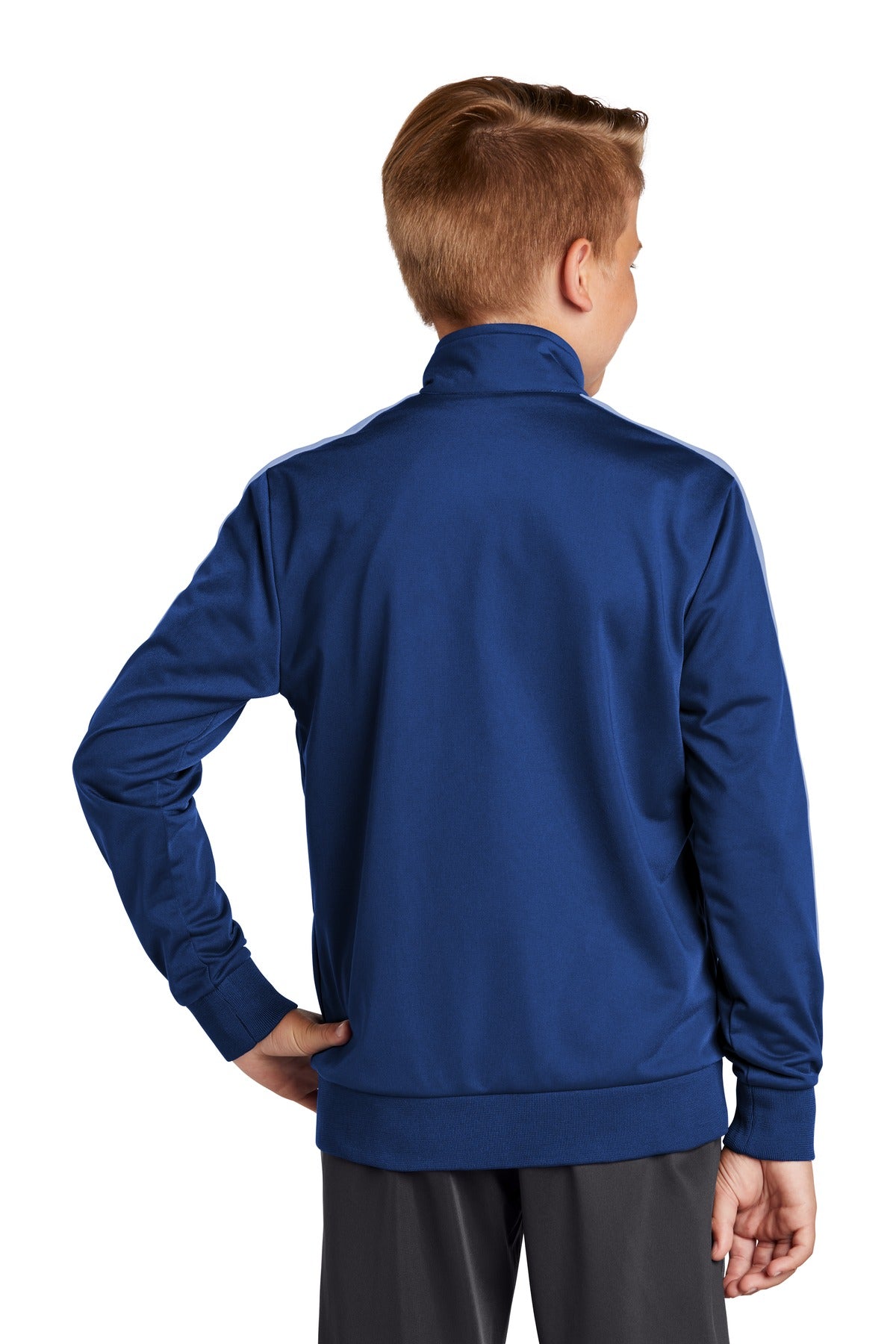 Sport-Tek  Youth Tricot Sleeve Stripe Track Jacket. YST94 True Royal/ White