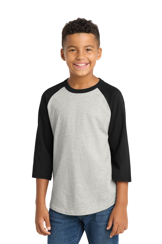 Sport-Tek Youth Colorblock Raglan Jersey YT200 Heather Grey/ Black