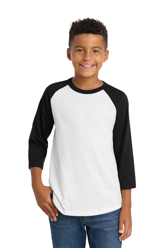 Sport-Tek Youth Colorblock Raglan Jersey YT200 White/ Black
