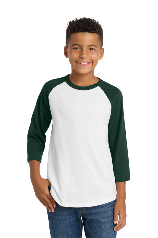 Sport-Tek Youth Colorblock Raglan Jersey YT200 White/ Forest