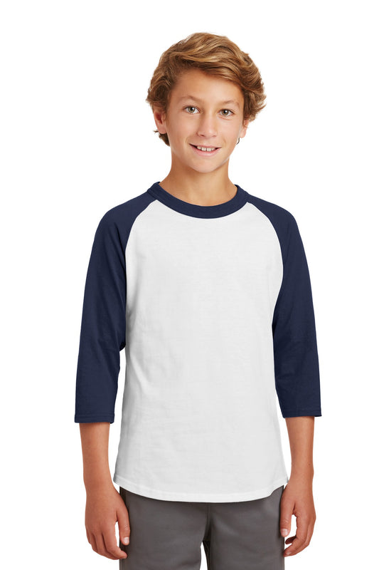 Sport-Tek Youth Colorblock Raglan Jersey.  YT200 White/ Navy