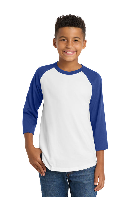Sport-Tek Youth Colorblock Raglan Jersey YT200 White/ Royal