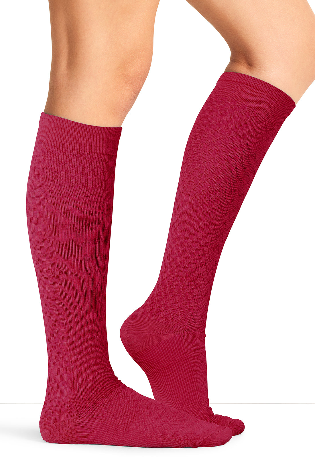 Legwear YTSSOCK1 4 single pair of Support Socks Red Model Image Front | Cherokee