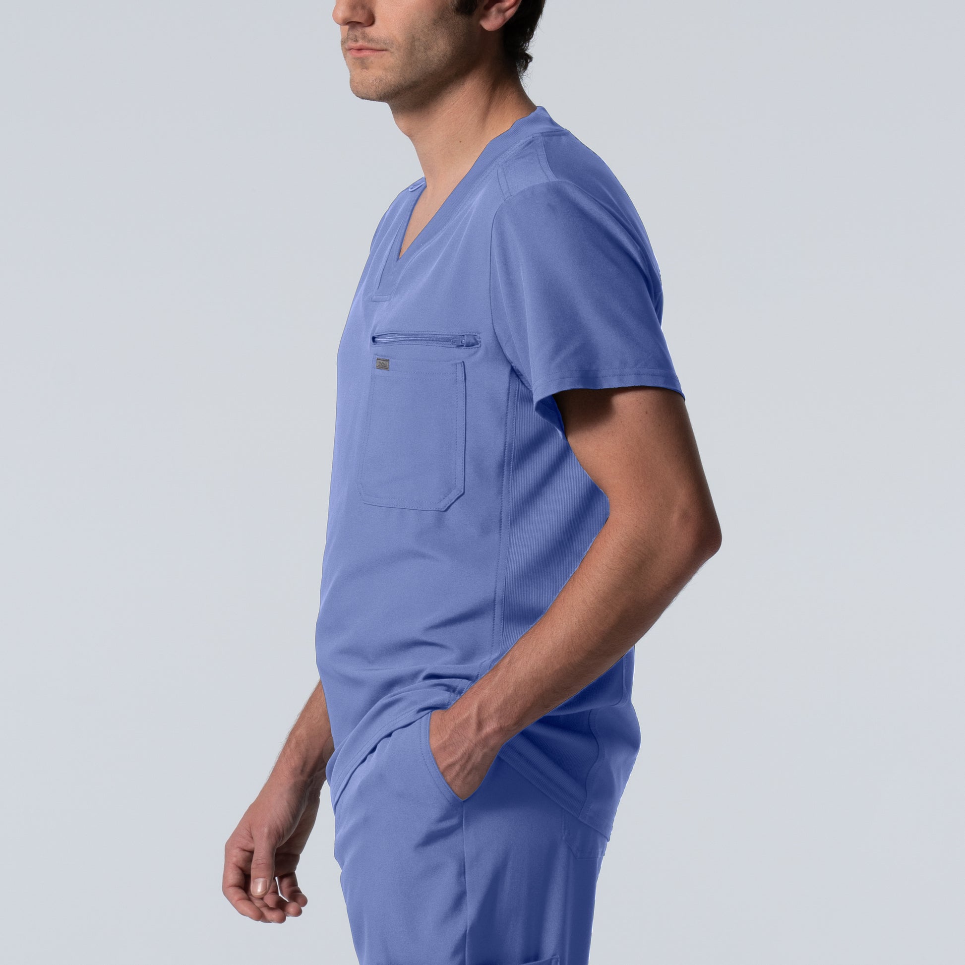 Forward LT111 Men's 2 Pocket V Neck Scrub Top Ceil Blue Image