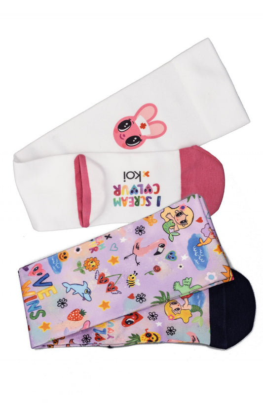 Artist Series A122A Sublimation Socks 2-pk Liddle Bunny