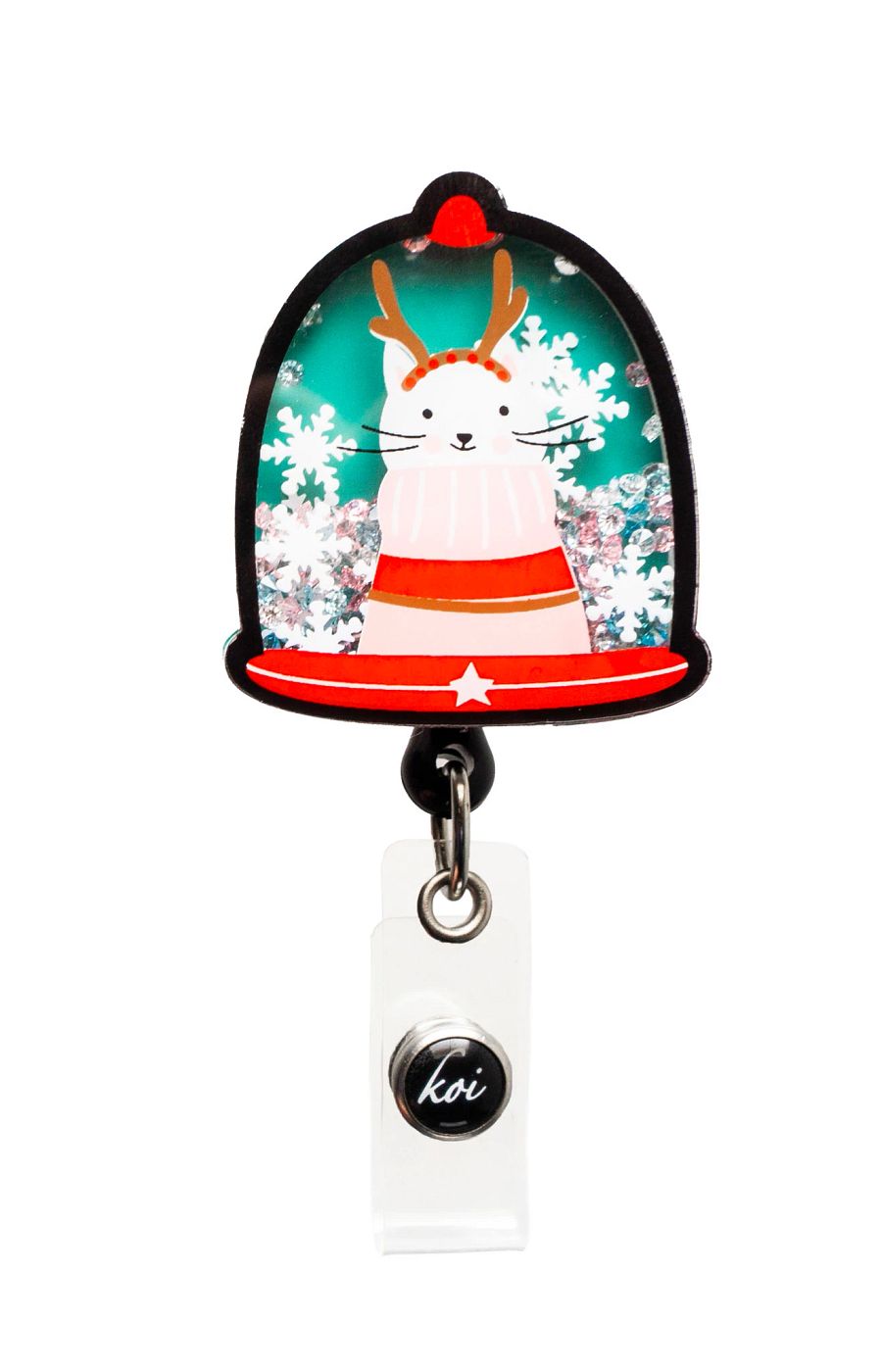 Artist Series Shaker-Style ID Badge Reel Winter Cat