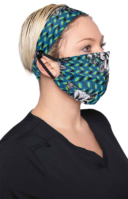 Basics A162 Fashion Mask + Headband Set Geo Leaves