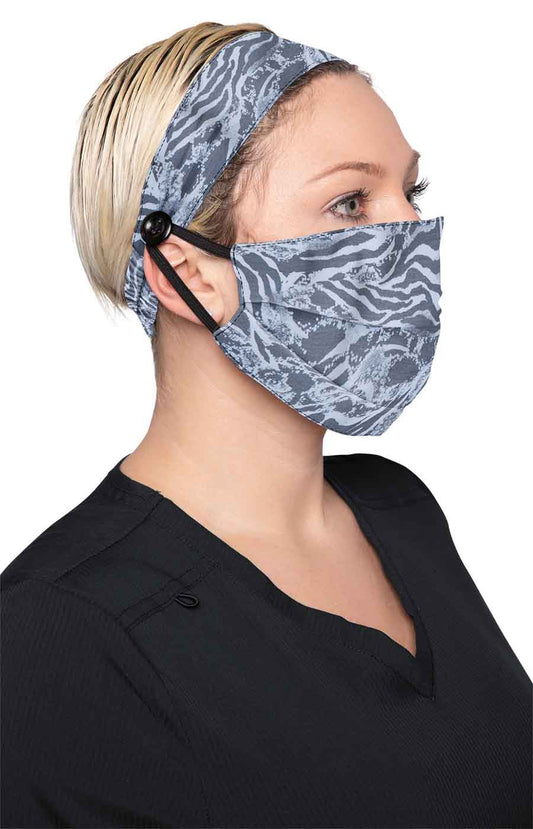 Next Gen A162 Fashion Mask + Headband Set Zebra Snake Burnout Heather Grey