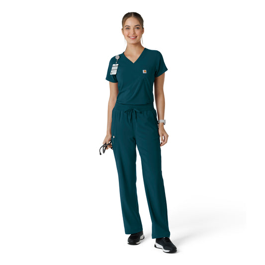 Force Cross-Flex C13410 Tuck-In Scrub Top Caribbean Model Image Front | Carhartt