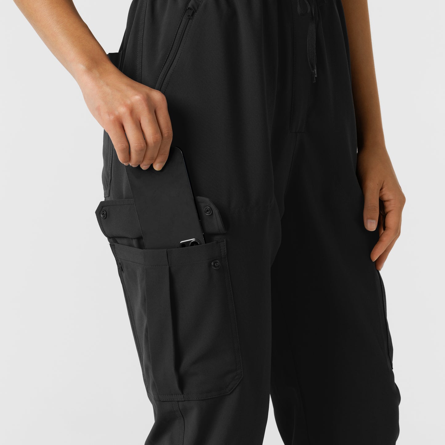 RENEW 3234 Cargo Jogger Scrub Jumpsuit Black Model Image Alternate | Wink