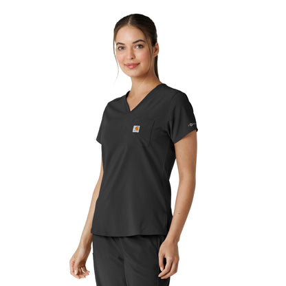 Force Cross-Flex C13410 Tuck-In Scrub Top Black Model Image Right Side | Carhartt