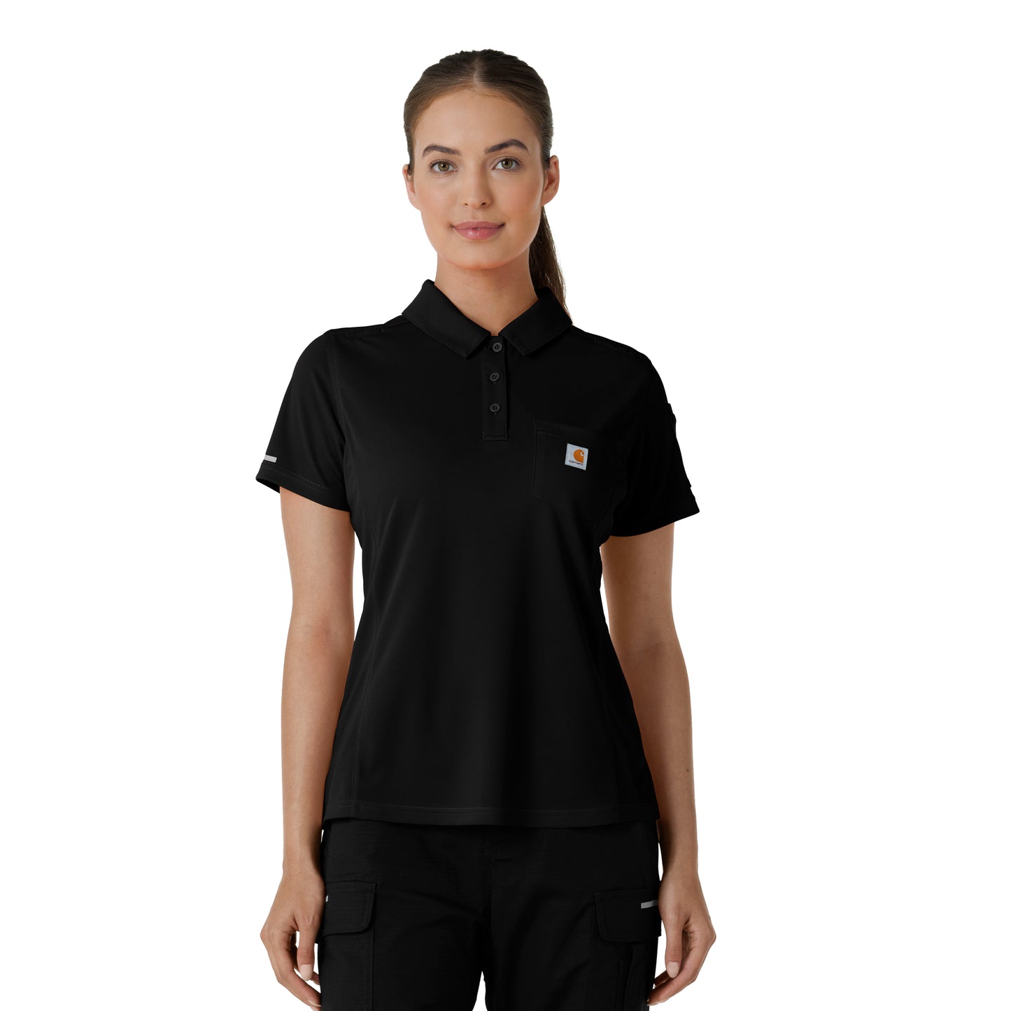 Rugged Flex C12119 Women's Lightweight Short Sleeve Polo Scrub Top Black