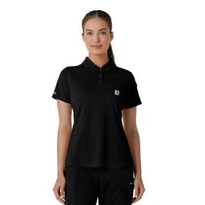 Rugged Flex C12119 Women's Lightweight Short Sleeve Polo Scrub Top Black
