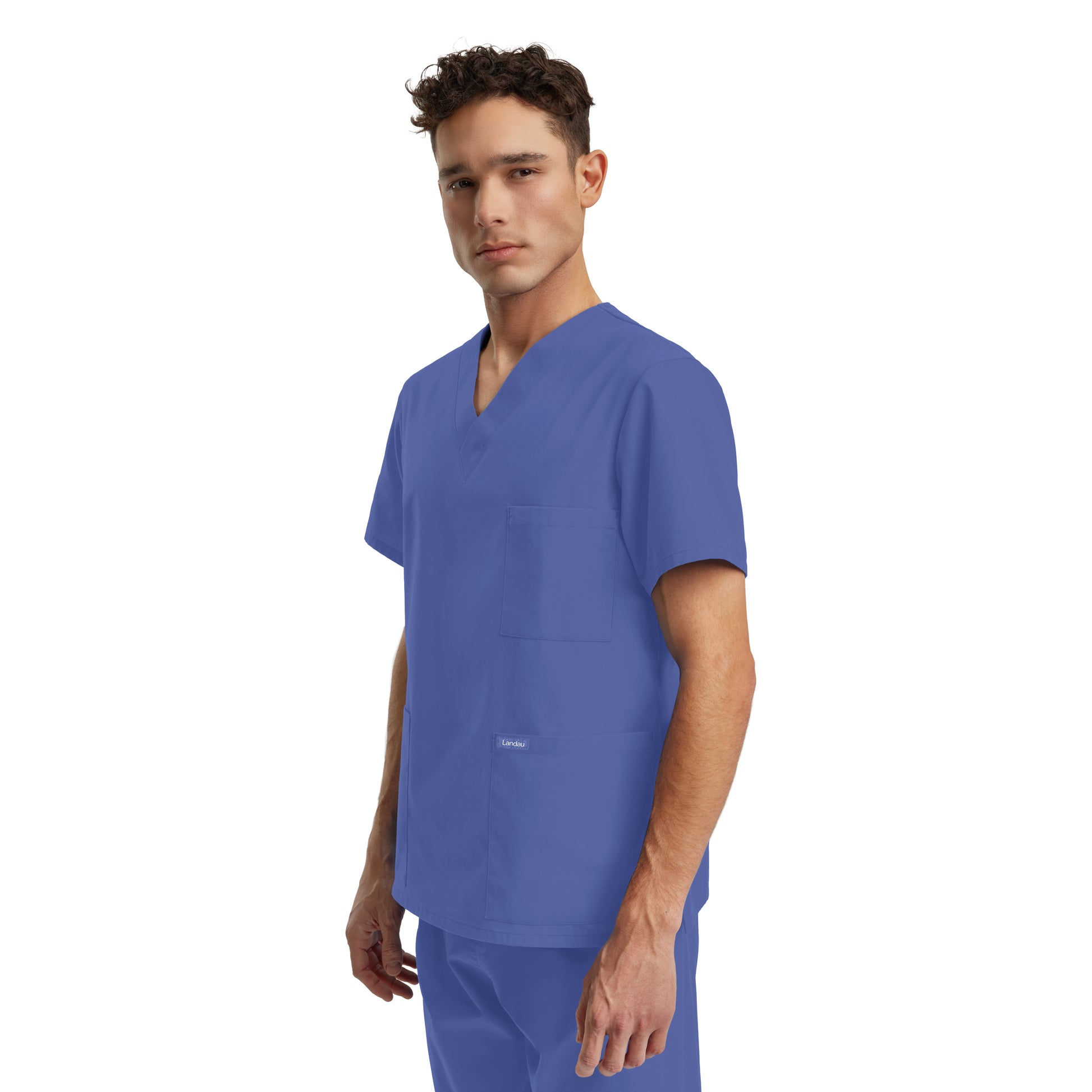 Essentials LT121 Unisex 3 Pocket V Neck Scrub Top Ceil Blue Image