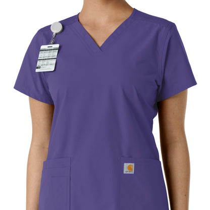 Force Essentials C12313 V-Neck Knit Panel Scrub Top Grape Model Image Alternate | Carhartt