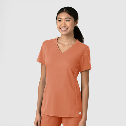 Thrive 6522 Flex-n-Reach V-Neck Scrub Top Terracotta Model Image Right Side | Wink