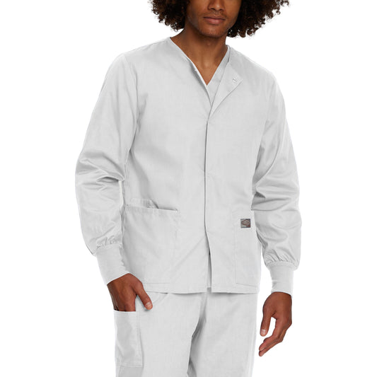 Scrub Zone 75231 Unisex 3 Pocket Warm Up Scrub Jacket White Image