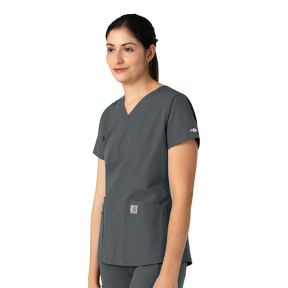 Force Essentials C12113 V-Neck Scrub Top Pewter Model Image Right Side | Carhartt