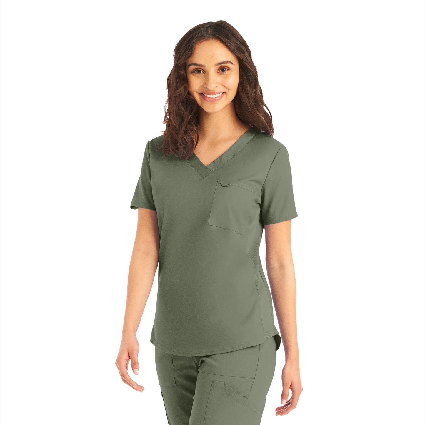 ProFlex LT107 Women's 2 Pocket V Neck Scrub Top Olive Moss Image