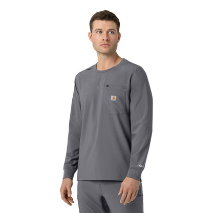 Force Cross-Flex C16610 Men's Crew Neck Long Sleeve Scrub Top Pewter