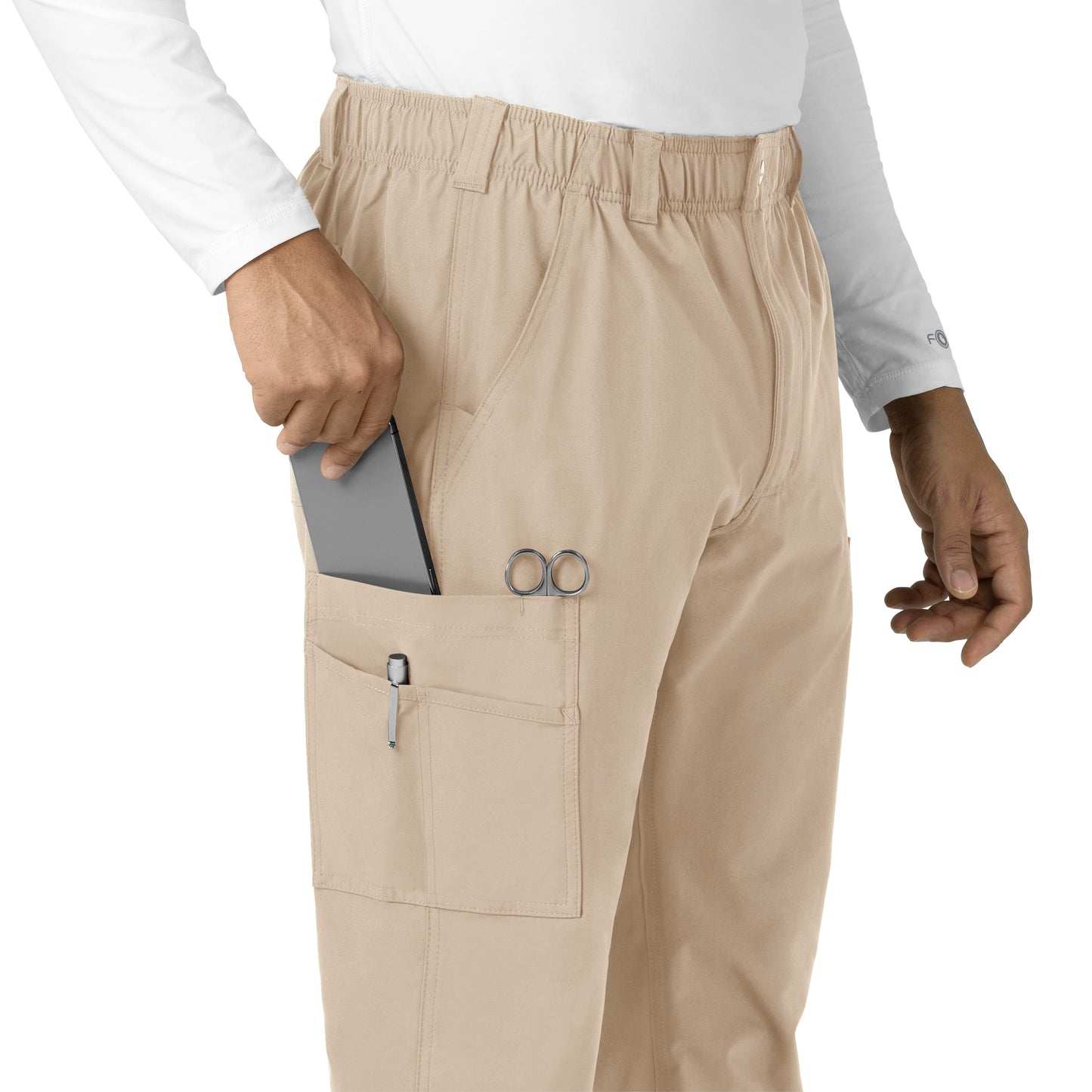 Force Essentials C56113 Men's Straight Leg Cargo Scrub Pants Khaki Model Image Alternate | Carhartt