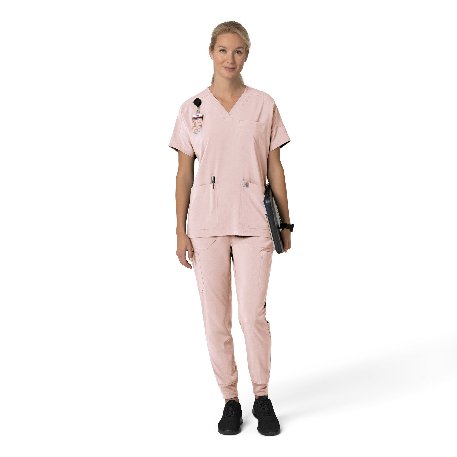 Force Cross-Flex C53110 Women's Cargo Jogger Scrub Pants Soft Rose