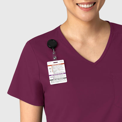 Boundless 6151 Tuck-In Scrub Top Wine Model Image Left Side | Wink