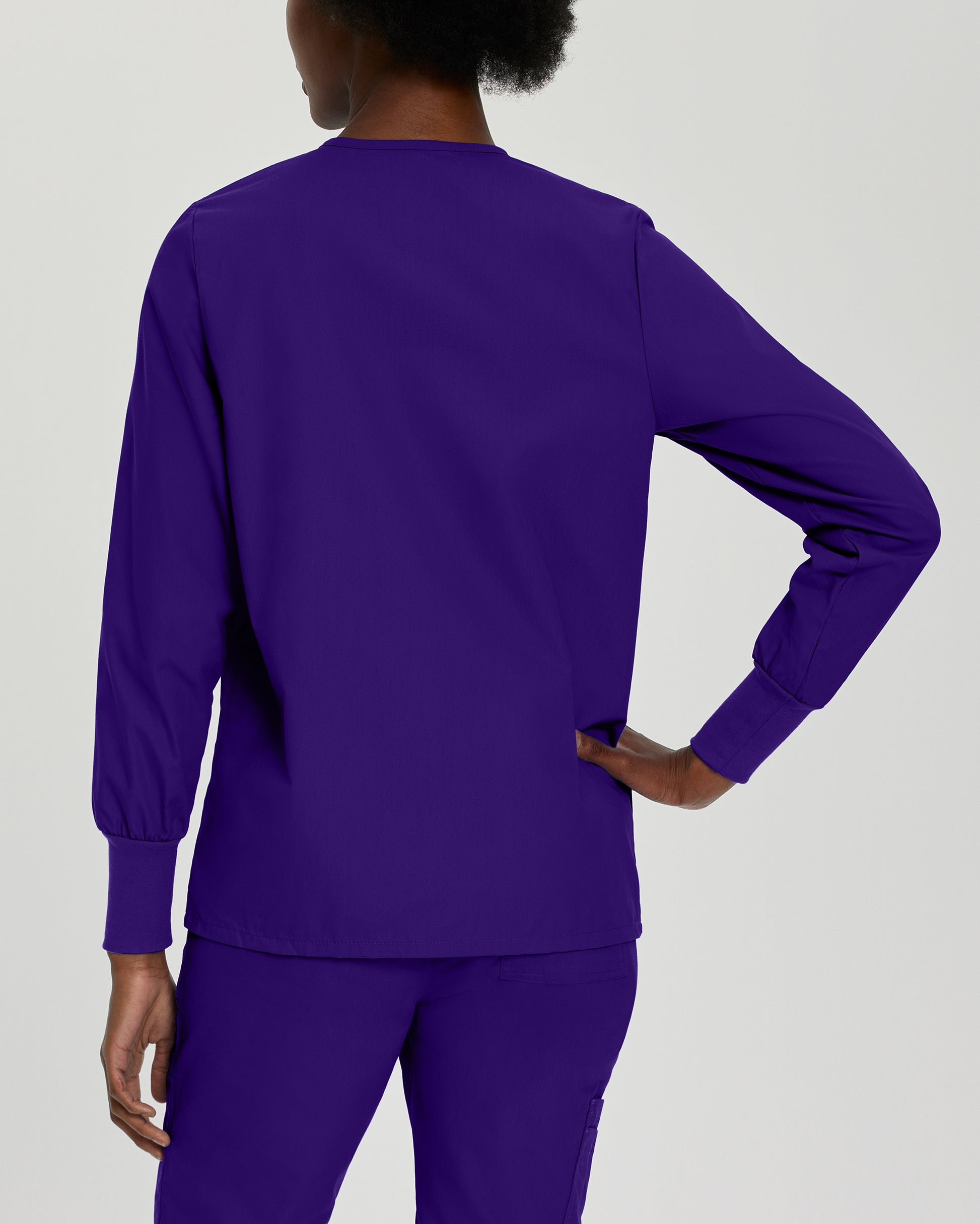 Essentials 7525 Women's 4 Pocket Warm Up Scrub Jacket Grape Image