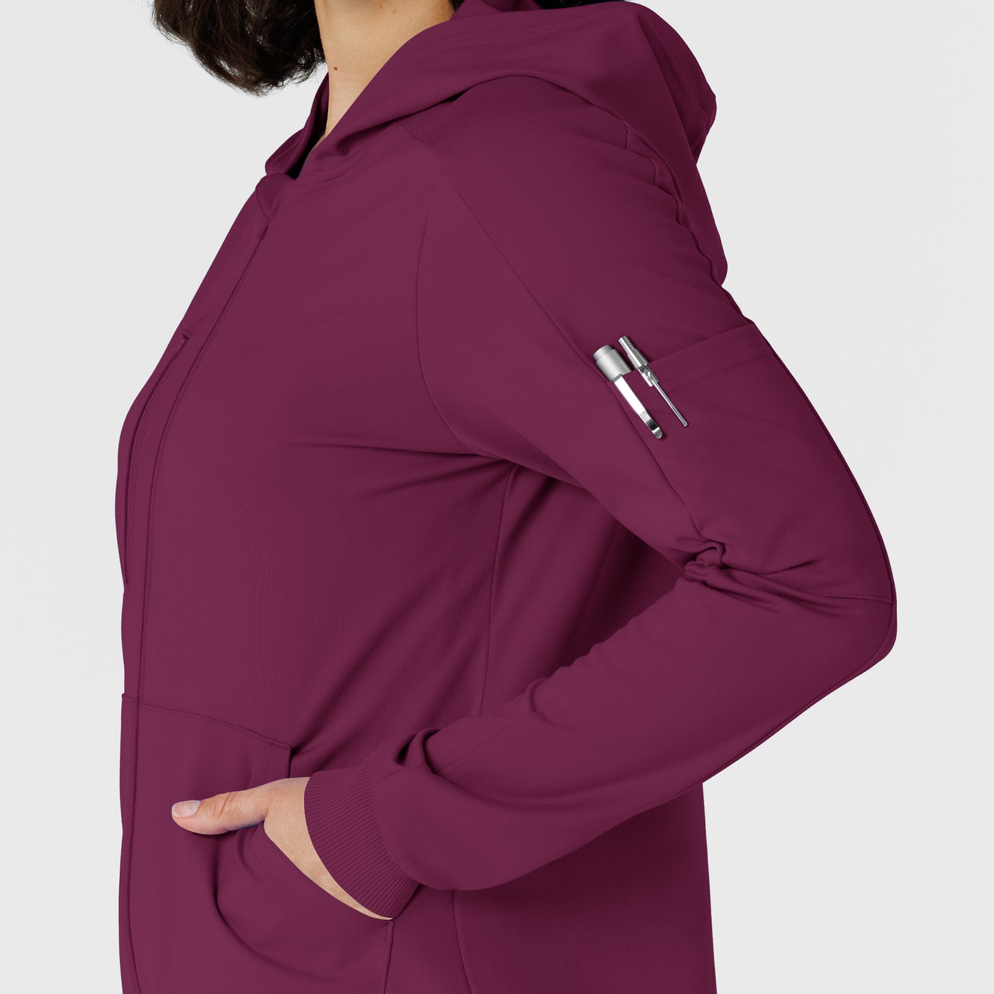 RENEW 8159 Knit Women’s Zip Hoodie Wine Model Image Alternate | Wink