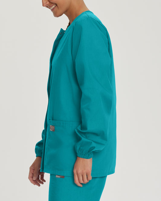 Scrub Zone 75221 Women's 3 Pocket Warm Up Scrub Jacket Teal Image