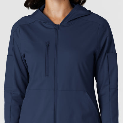 RENEW 8159 Knit Women’s Zip Hoodie Navy Model Image Left Side | Wink