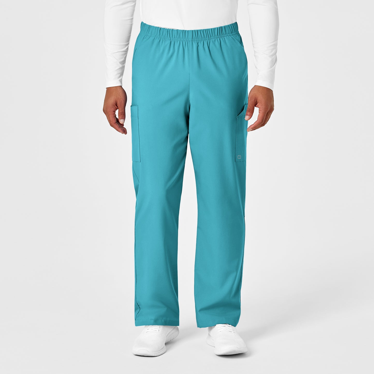 W123 5855 Unisex Multi-Cargo Scrub Pants Teal Blue Model Image Alternate | Wink