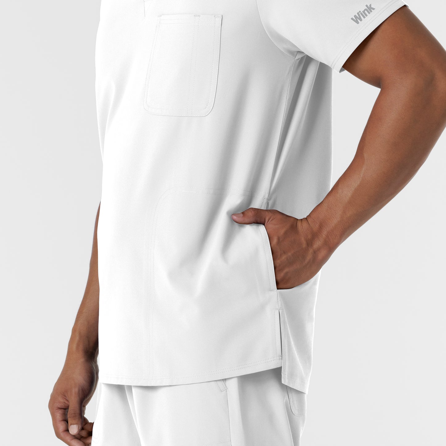 NURTUR 6380 Men's V-Neck Scrub Top White
