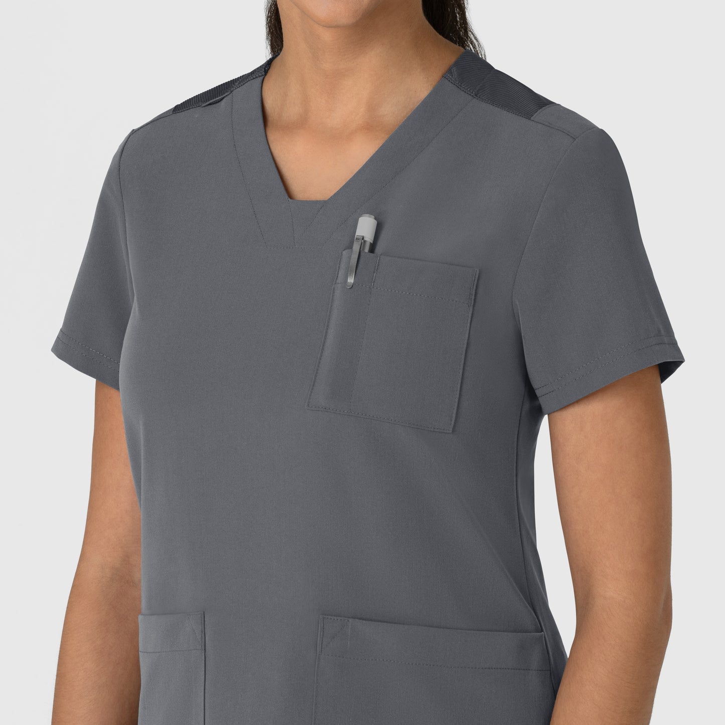 Nova 6132 Flex-n-Reach V-Neck Scrub Top Pewter Model Image Alternate | Wink