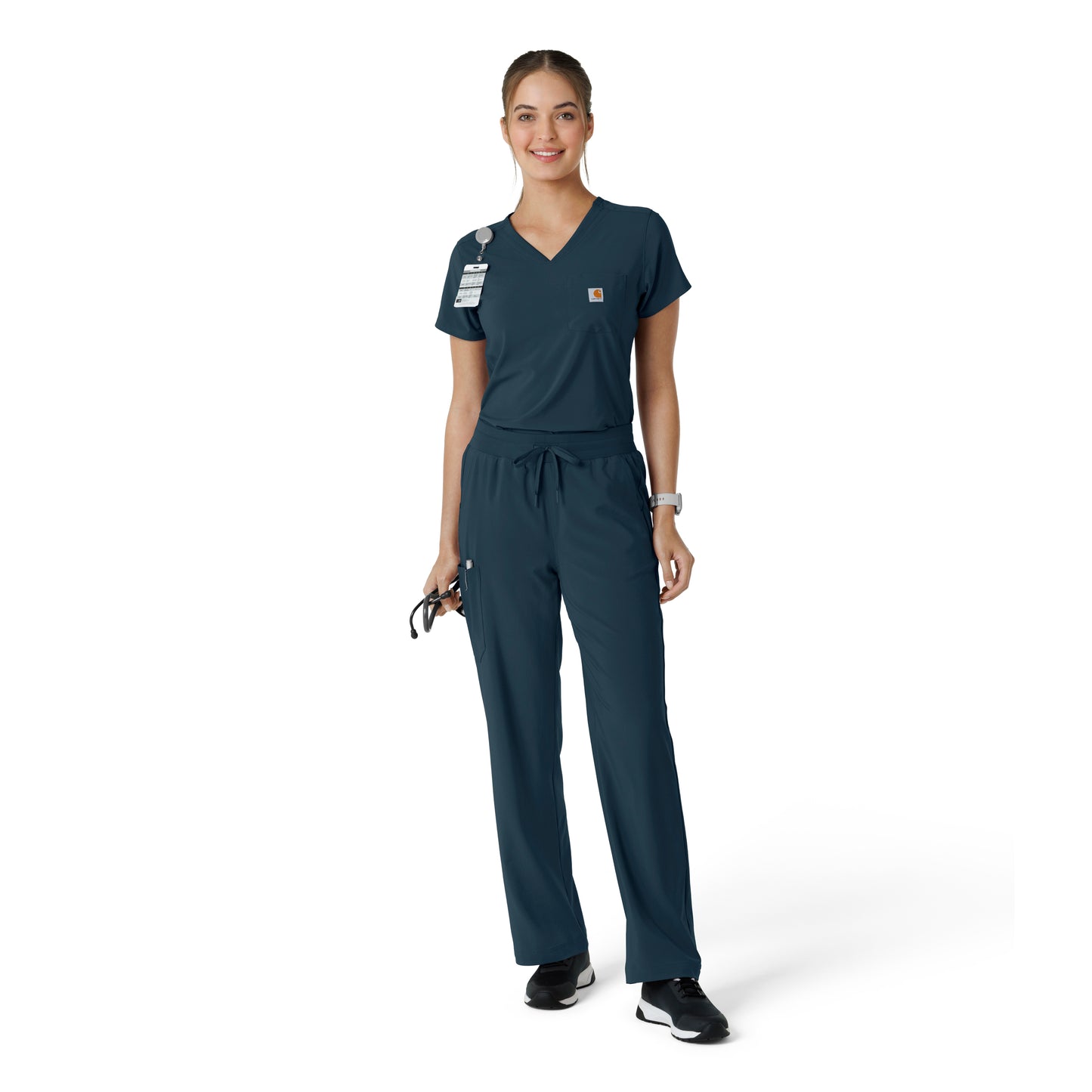 Force Cross-Flex C13410 Tuck-In Scrub Top Navy Model Image Front | Carhartt