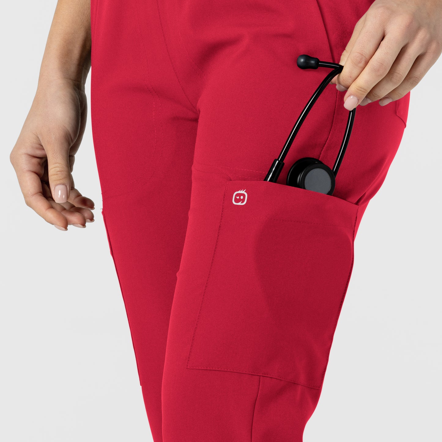 W123 5045 Flex-n-Reach Track Scrub Pants Red Model Image Alternate | Wink