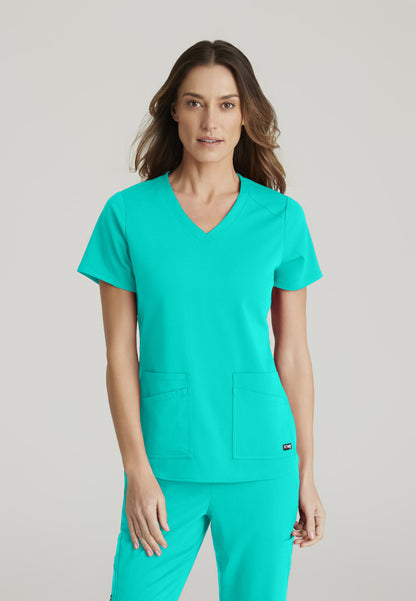 Greys Anatomy Stretch GRST011 Emma Scrub Top Alpine Aqua