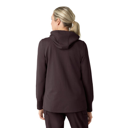Layers C82008 Women's Full Zip Waffle Hoodie Dark Sepia
